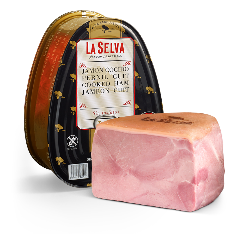 Jamón cocido extra sin fosfatos, con piel, en Lata Facilat®